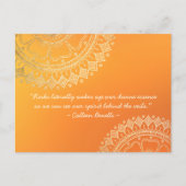 Yoga Meditation Teacher Oranje Gold Mandala Quotte Briefkaart (Voorkant)