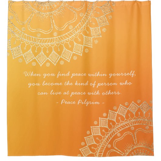 Yoga Meditation Teacher Oranje Gold Mandala Quotte Douchegordijn (Voorkant)