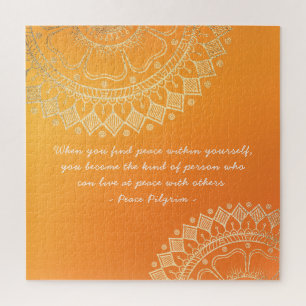 Yoga Meditation Teacher Oranje Gold Mandala Quotte Legpuzzel