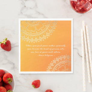 Yoga Meditation Teacher Oranje Gold Mandala Quotte Servet