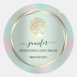 Yoga Meditation Therapist Couch Holograph Mint Ronde Sticker