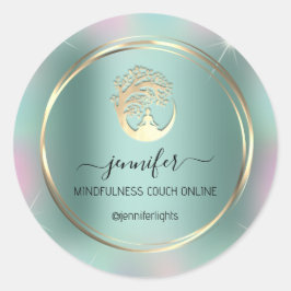 Yoga Meditation Therapist Couch Mint Green Ronde Sticker