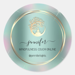 Yoga Meditation Therapist Couch Mint Green Ronde Sticker
