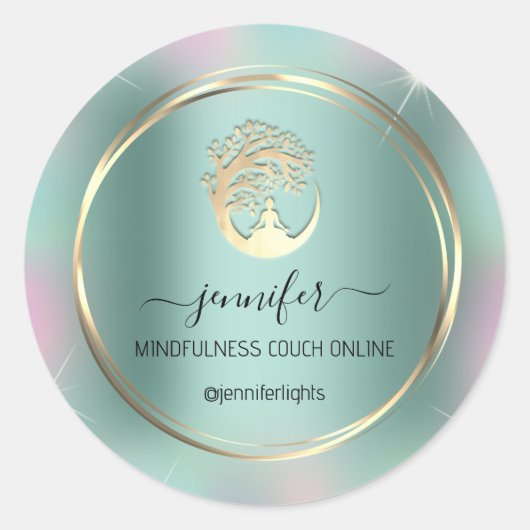Yoga Meditation Therapist Couch Mint Green Ronde Sticker (Voorkant)