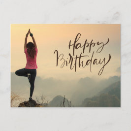 Yoga Meditation Woman Happy Birthday Briefkaart