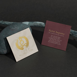 Yoga Meditation ZEN Symbol White Gold Calligraphy Vierkante Visitekaartje