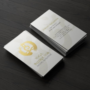 Yoga Meditation ZEN Symbol White Gold Calligraphy Visitekaartje