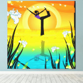 Yoga Meisje Gewikkeld Canvas Afdruk (Insitu (Houten vloer))