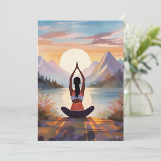 Yoga Meisje In de buurt van Zee Side Feestdagenkaart (Staand voorkant)