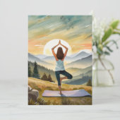 Yoga meisje met rust en ontspanning feestdagenkaart (Staand voorkant)