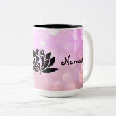 Yoga Meisje Namaste ontwerp Tweekleurige Koffiemok (Voorkant rechts)