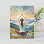 Yoga Meisje Top van de bergen Feestdagenkaart (Staand voorkant)