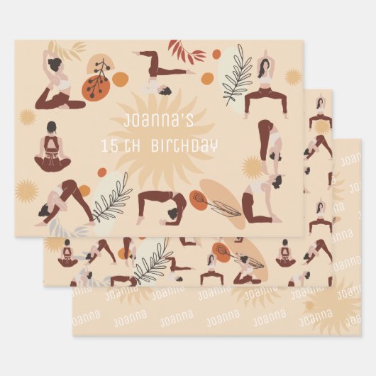 Yoga meisjes verjaardag inpakpapier vel (Set)