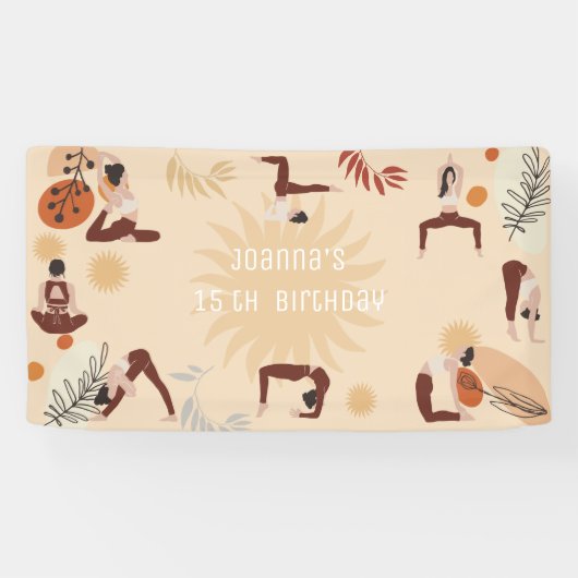 Yoga meisjes verjaardag spandoek (Horizontaal)