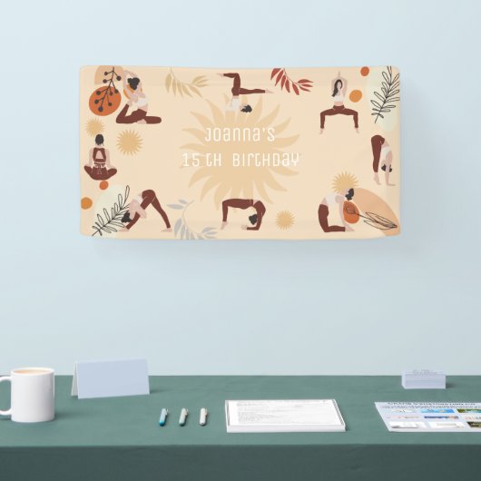 Yoga meisjes verjaardag spandoek (Beurs)