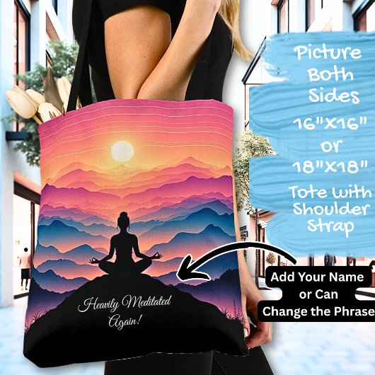 Yoga met een Zonsondergang Uitzicht - Voeg Naam of Tote Bag