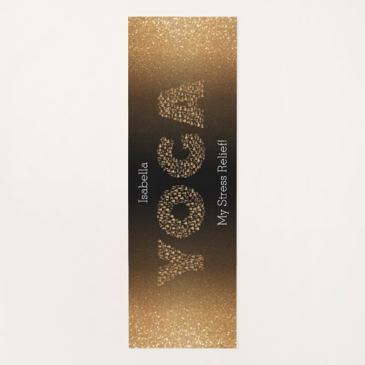 Yoga, mijn stressrelig. - Gold Glitter Yogamat (Voorkant)