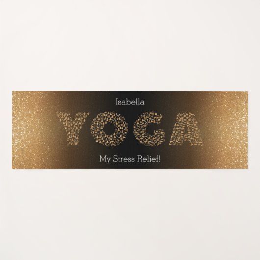 Yoga, mijn stressrelig. - Gold Glitter Yogamat (Voorkant (horizontaal))