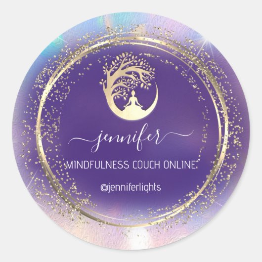 Yoga Mindfulness Ronde Sticker (Voorkant)