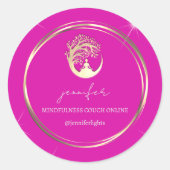 Yoga Mindfulness Therapeut bank online roze Ronde Sticker (Voorkant)