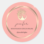 Yoga Mindfulness Therapeut Couch Gold Peach Ronde Sticker (Voorkant)