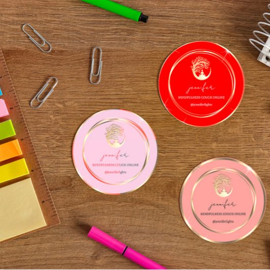 Yoga Mindfulness Therapeut Couch Gold Peach Ronde Sticker