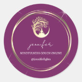 Yoga Mindfulness Therapeut Couch Online Marsala Ronde Sticker (Voorkant)