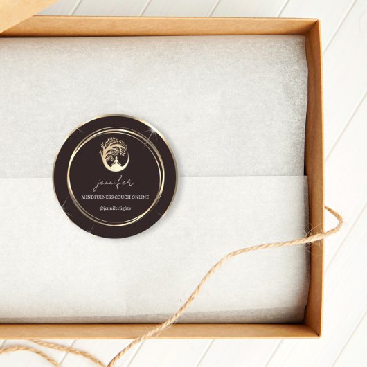 Yoga Mindfulness Therapist Couch Gold Black White Ronde Sticker