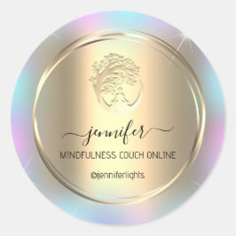 Yoga Mindfulness Therapist Couch HolografieGold Ronde Sticker