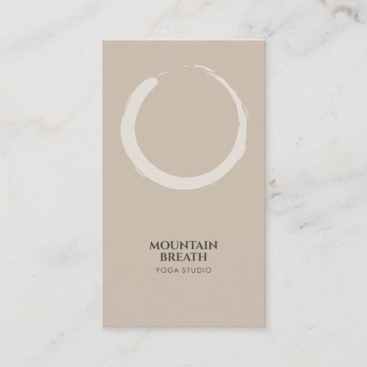 Yoga Minimalistische Enso Cirkel Motief Taupe Visitekaartje (Voorkant)