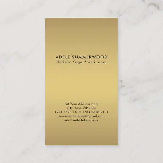 Yoga Minimalistische Gouden Enso Cirkel Motief Zwa Visitekaartje (Achterkant)