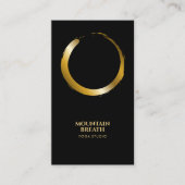 Yoga Minimalistische Gouden Enso Cirkel Motief Zwa Visitekaartje (Voorkant)