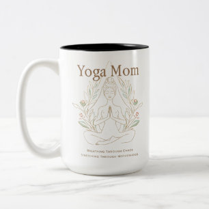 Yoga Moeder Ademt Door Moederschap Tweekleurige Koffiemok