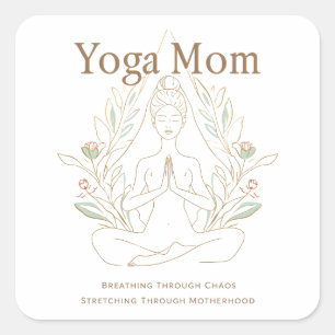 Yoga Moeder Ademt Door Moederschap Vierkante Sticker