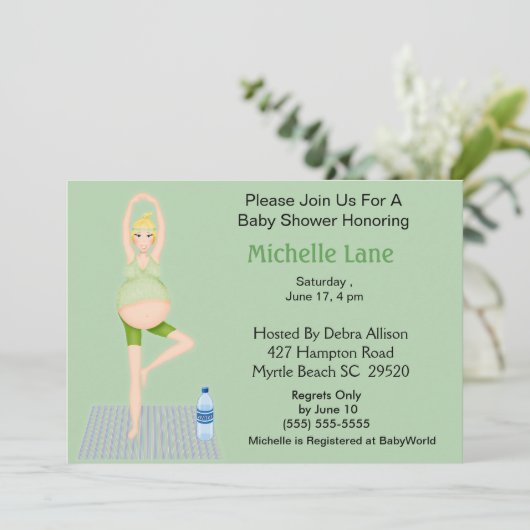 Yoga Moeder Baby shower Uitnodiging (Staand voorkant)