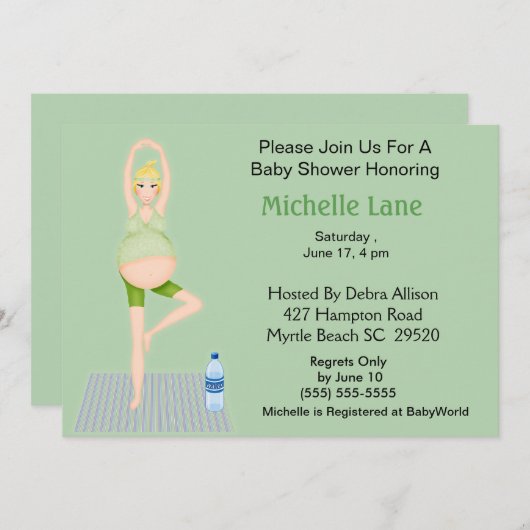 Yoga Moeder Baby shower Uitnodiging (Voorkant / Achterkant)