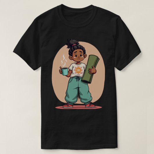 Yoga Moeder Coffie Verslaafde T T-shirt (Design voorkant)