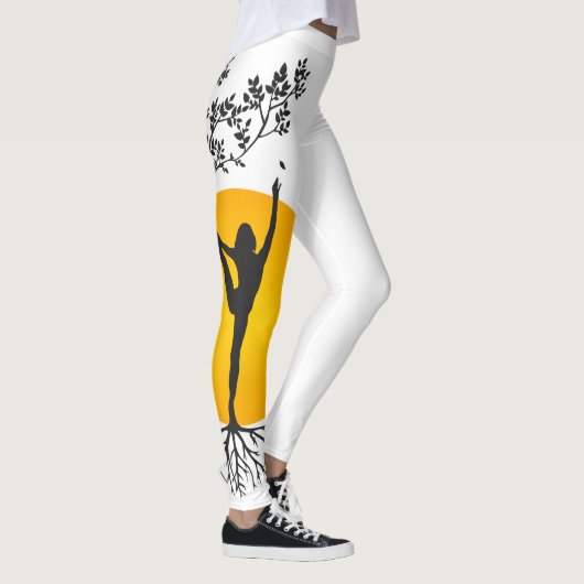 Yoga Moeder Levensboom Zon Silhouet Leggings (Rechts)