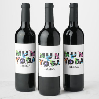 Yoga Moeder Meditatie Hobby Schattige Mam Wijn Etiket