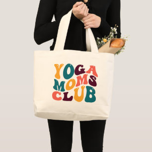Yoga Moeders Club Souvenir Retro Stijl Groovy Grote Tote Bag