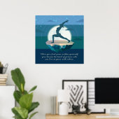 Yoga Moon Salutation Pose Flying Island Star Quote Poster (Thuiskantoor)