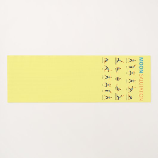 Yoga Moon Salutation poseert met namen Bleek geel Yogamat (Achterkant (horizontaal))