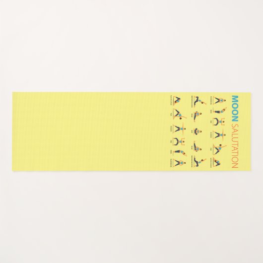 Yoga Moon Salutation poseert met namen Bleek geel Yogamat (Voorkant (horizontaal))