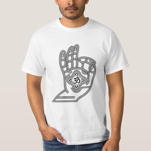 Yoga Mudra met Om en Jouw naam T-Shirt (Voorkant)