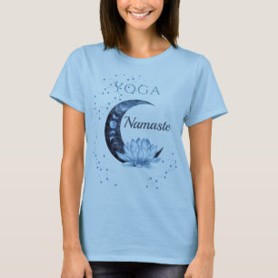 Yoga Namaste Blauwe Lotus Bloem T-shirt