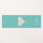 Yoga Namaste Blauwgroen kleur met Lotus Girl Pose Yogamat (Voorkant (horizontaal))