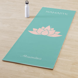 Yoga Namaste Blauwgroen kleur met Lotus Girl Pose Yogamat