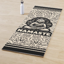 Yoga Namaste Boeddha kat. Crème en zwart