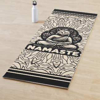Yoga Namaste Boeddha kat. Crème en zwart Yogamat