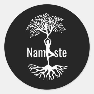 Yoga Namaste Boomhouding Meditatie  Ronde Sticker
